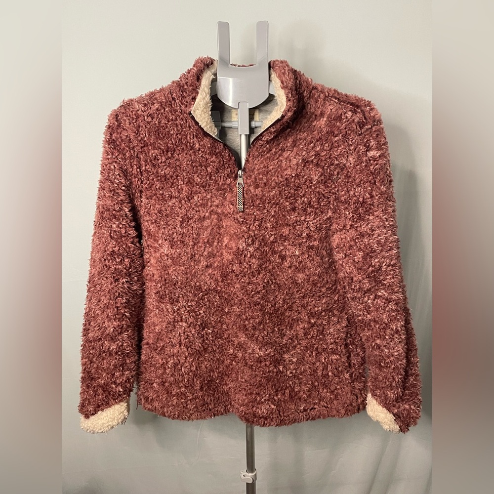 Weatherproof Vintage Fleece Pullover Women Small Mauve Pink Sherpa Quarter Zip